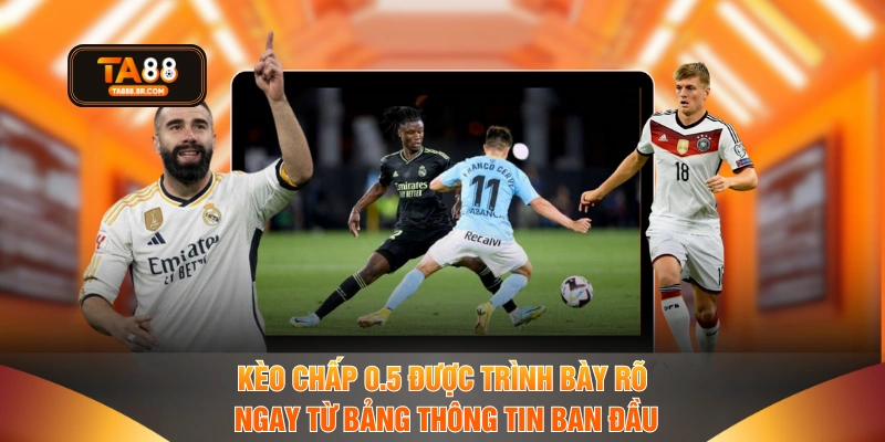 Kèo chấp 0.5 được trình bày rõ ngay từ bảng thông tin ban đầu